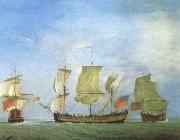 Monamy, Peter An english privateer in three positions oil painting on canvas